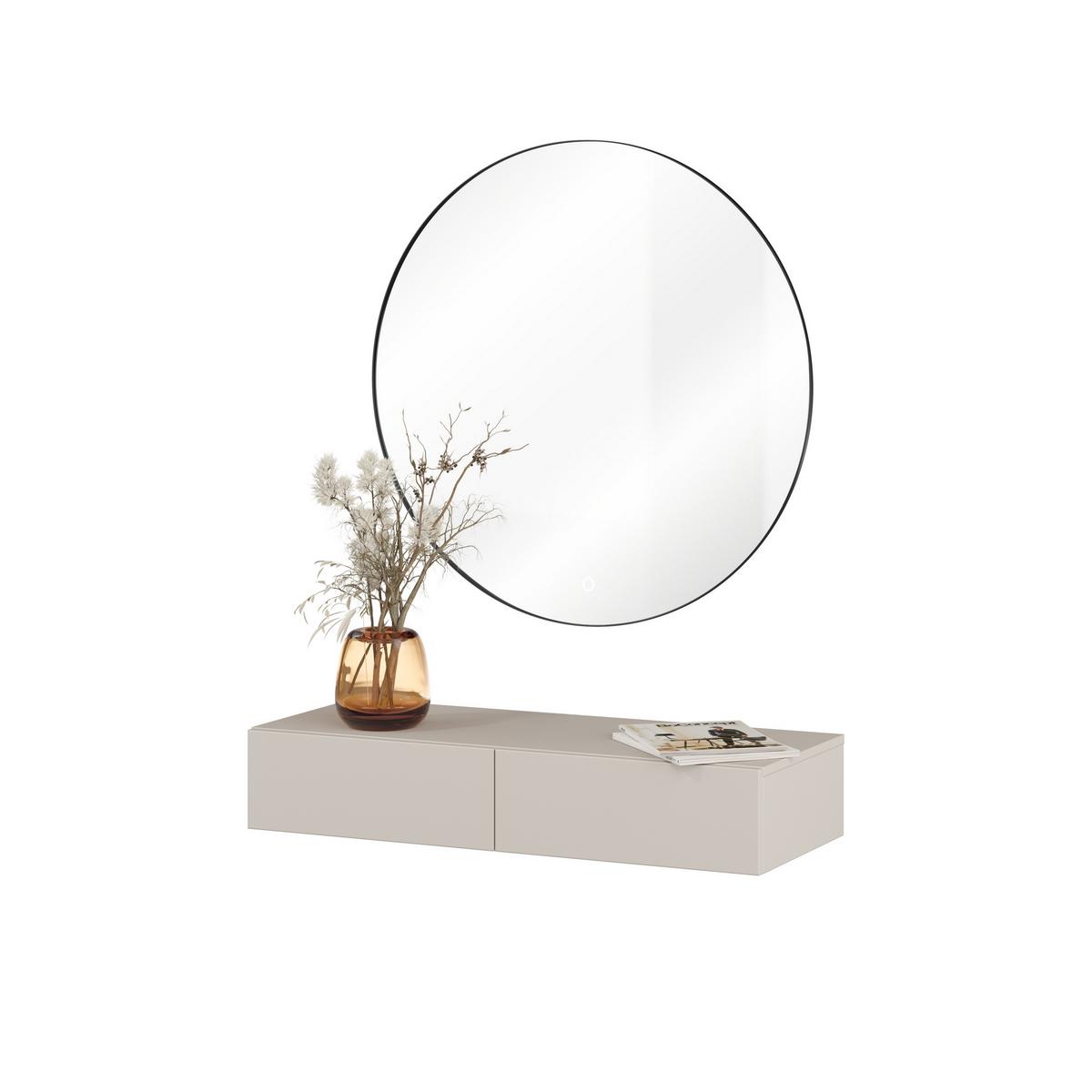 SCHMINKTICH JUKARIS 90/16/35 cm Hängender Kosmetiktisch mit Spiegel und Schubladen, Kaschmir - Kaschmir, Holzwerkstoff (90/16/35cm) - MASSENO