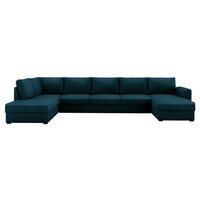 WOHNLANDSCHAFT Wilma Large Premium, Seite: Links - Türkis/Schwarz, Holz/Textil (370/85/186cm) - MIRJAN24
