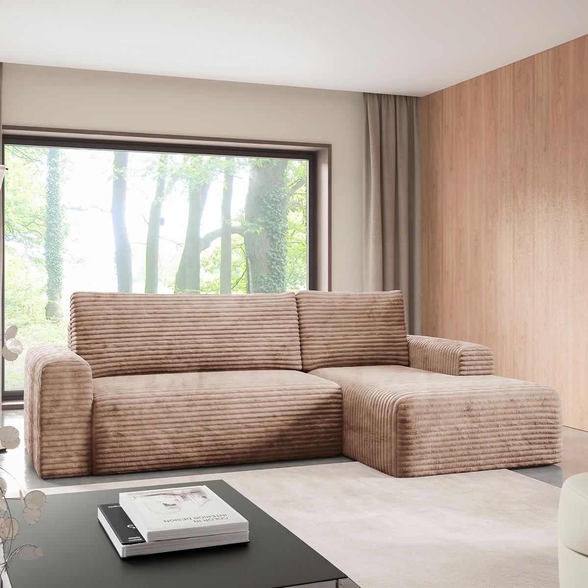 ECKSOFA Romeo 3 Sitzplätze Hellbraun - Braun, Holz (268/163cm) - Petits-meubles
