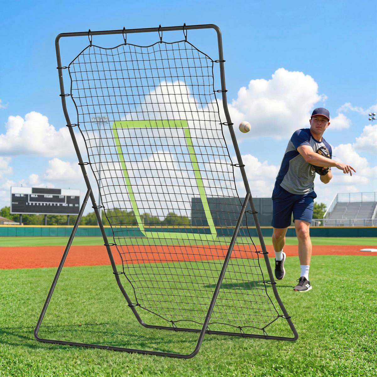 BASEBALL Rebounder - Schwarz, Kunststoff (90/123cm) - HOMCOM