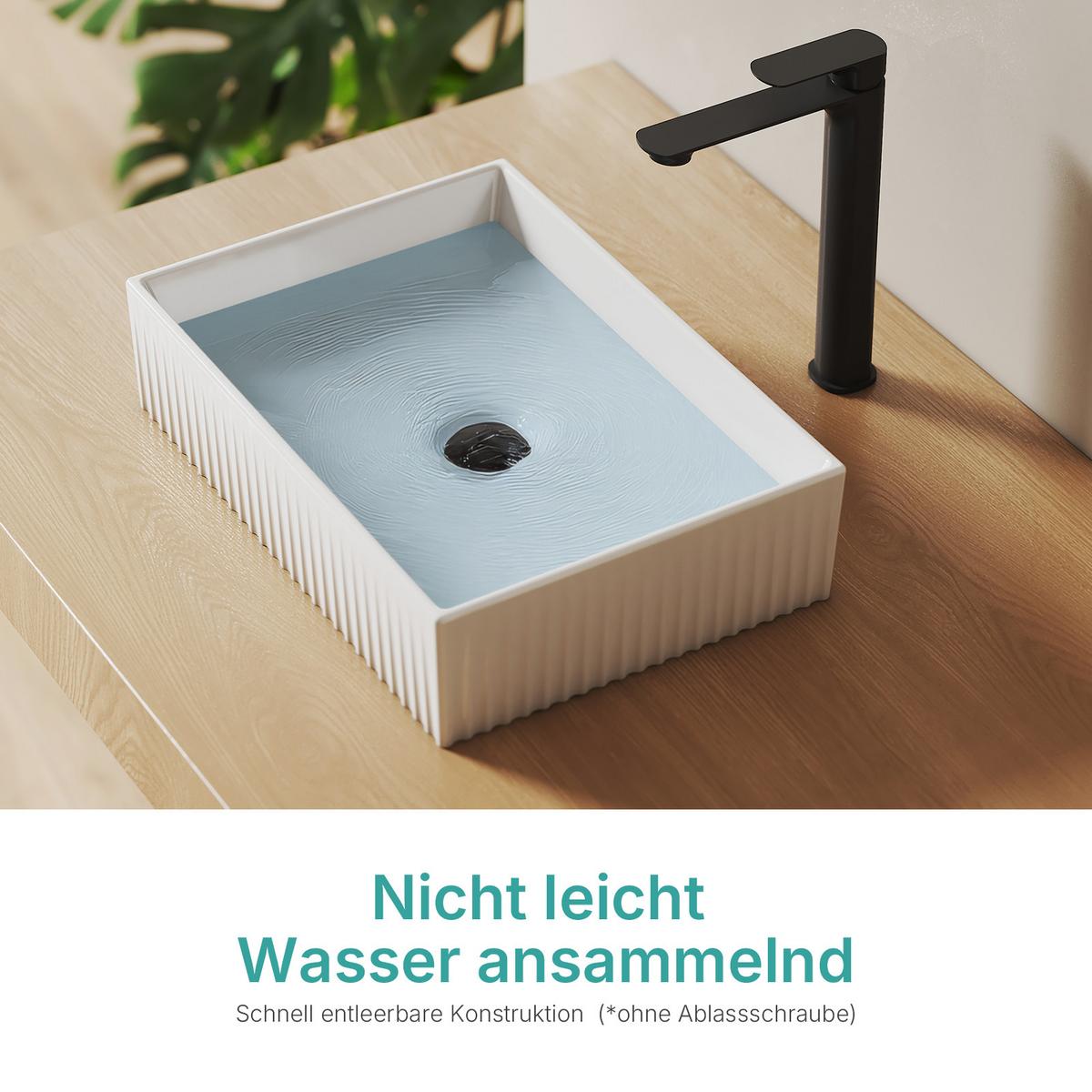 WASCHBECKEN mit Vertikale Rillen 45 / 32 / 11 cm - Weiß, Keramik (45/11/32cm) - EMKE