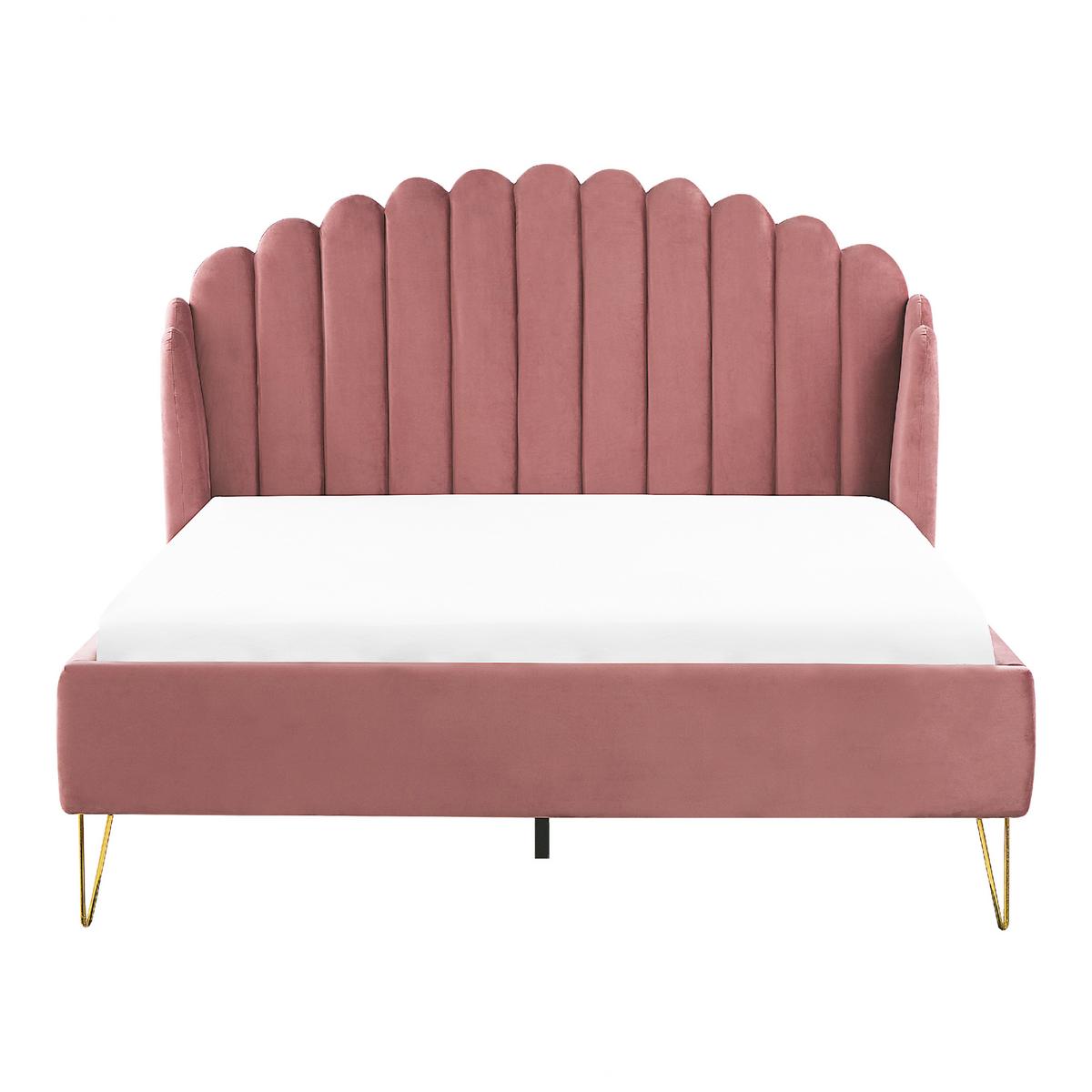 POLSTERBETT 140/200cm Rosa Ambillou - Pink, Textil (140/200cm) - Beliani