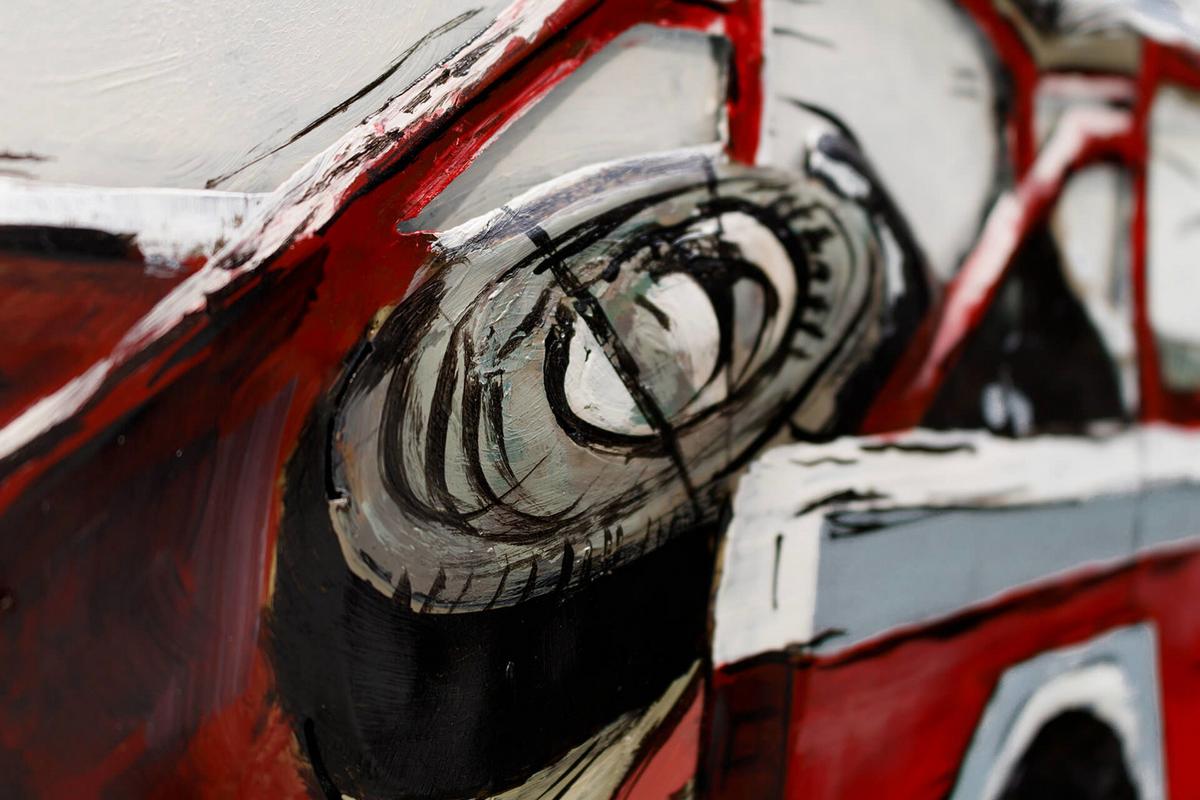 METALLBILD Rot 60/90 cm - Rot/Grau, Metall (4.8/90cm) - KUNSTLOFT