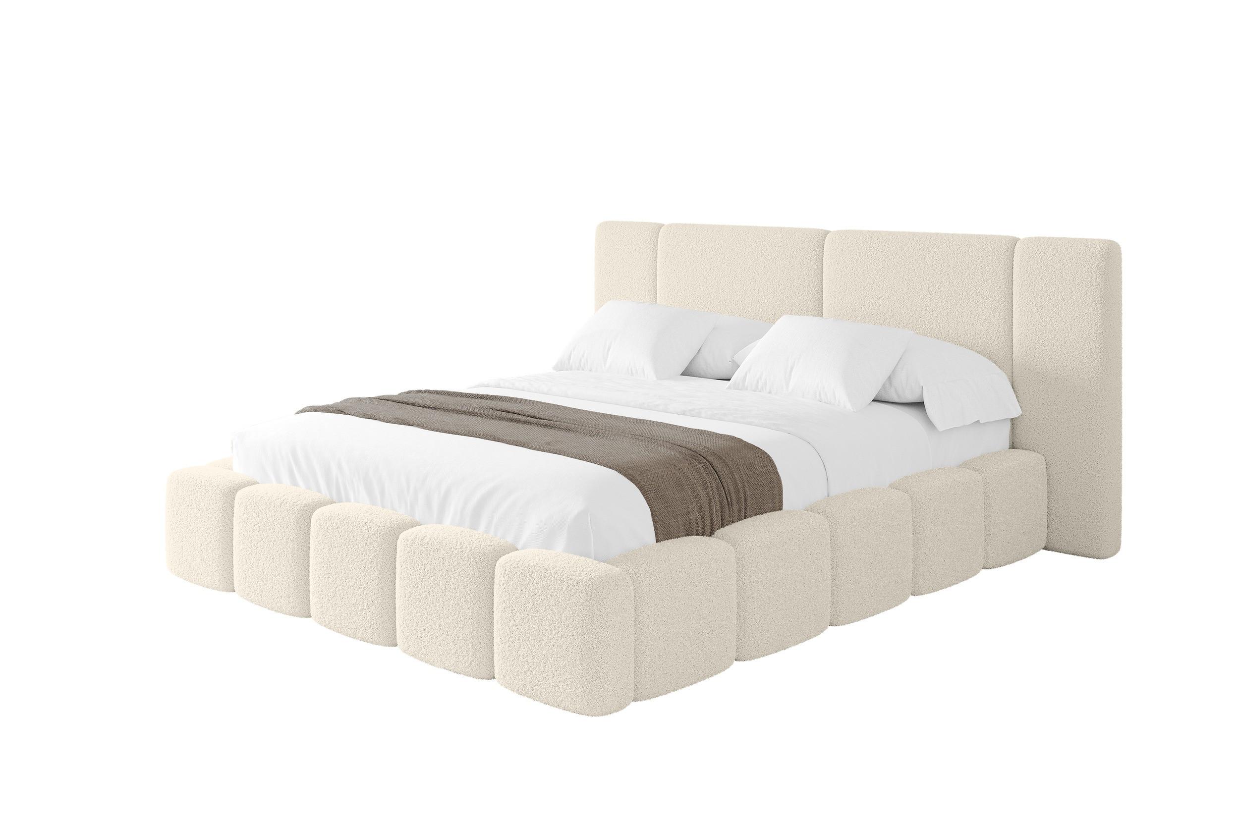 POLSTERBETT mit Bettkasten und Lattenrost, Boxbett ohne Matratze - NILO 120x200 Beige - Champagner, Holzwerkstoff/Textil (120/200cm) - ALTDECOR