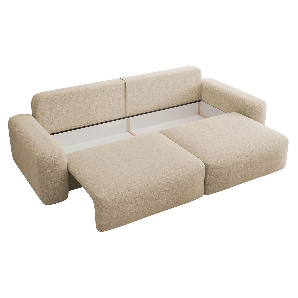 SCHLAFSOFA Carnos Beige Chenille - Beige/Schwarz, Kunststoff/Textil (257/82/105cm) - Selsey