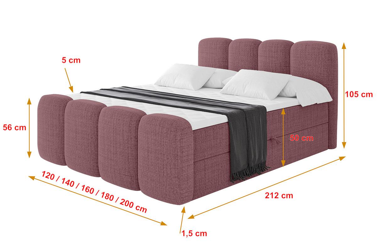BOXBETT mit Matratze H4 und Lattenrost - NINA-Z - 200x200 cm - Altrosa - Pink, Holzwerkstoff (200/200cm)