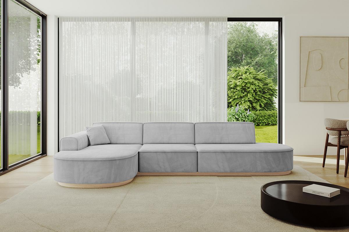 ECKSOFA Ottomane Links MARI-L2-v1 - 328x171x83 cm Grau Velours - Grau, Holzwerkstoff/Textil (328/171cm) - ALTDECOR