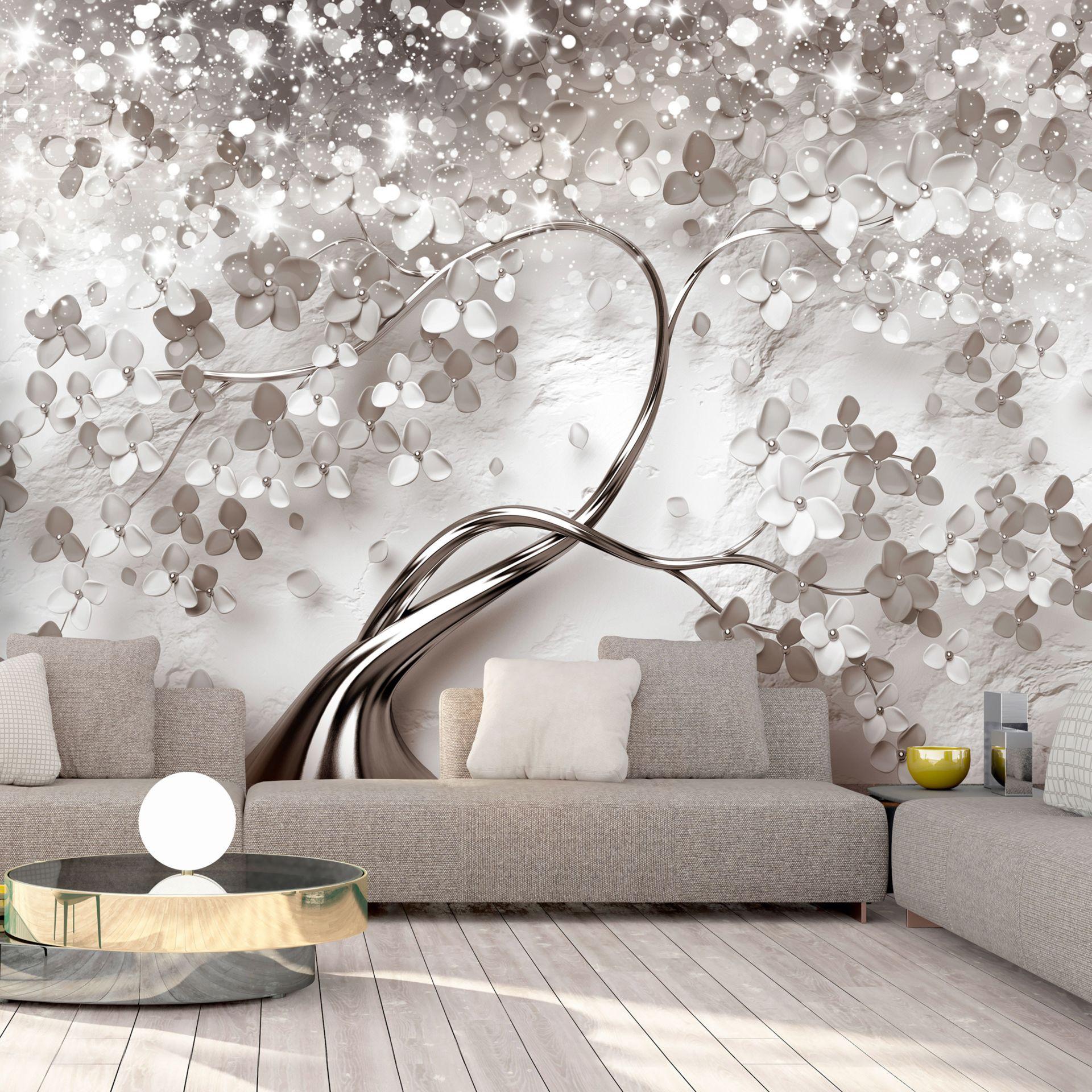 SELBSTKLEBENDE FOTOTAPETE 294/210 cm - Beige/Silberfarben, Kunststoff/Textil (294/1cm) - KUNSTLOFT