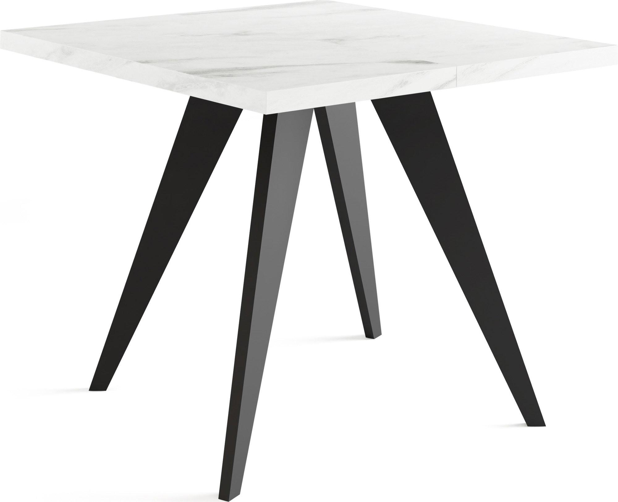 ESSTISCH Quadro quadratischer ausziehbarer, Marmor Weiß 100-150/100/76 cm - Ecru/Schwarz, Holz/Holzwerkstoff (100/150/76cm) - WFL GROUP