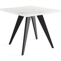 ESSTISCH Quadro quadratischer ausziehbarer, Marmor Weiß 100-150/100/76 cm - Ecru/Schwarz, Holz/Holzwerkstoff (100/150/76cm) - WFL GROUP