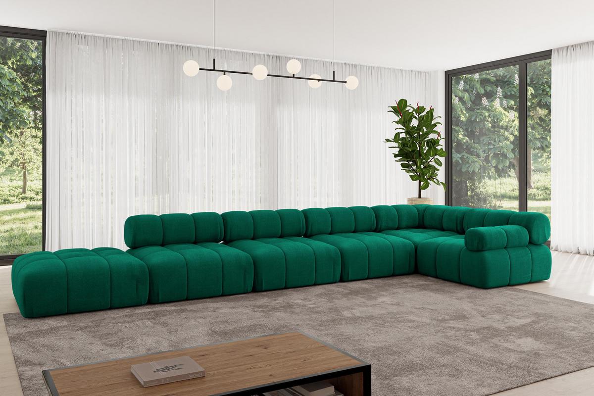 ECKSOFA modulares Sofa Felto-L3 - 475x190x70 cm Dunkelgrün Velours - Dunkelgrün, Holzwerkstoff/Textil (475/190cm) - ALTDECOR