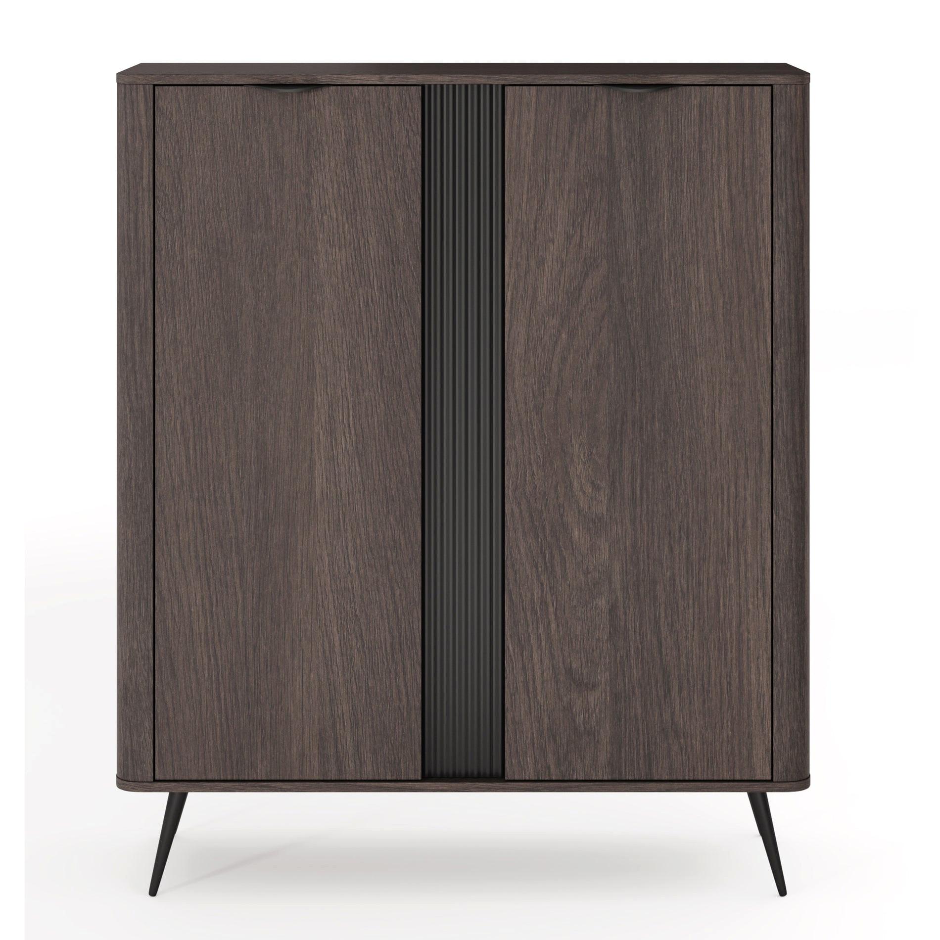 HIGHBOARD Veris Dunin-Eiche 113 cm - Dunkelbraun/Schwarz, Holzwerkstoff/Metall (113.2/134.2/38cm) - Selsey