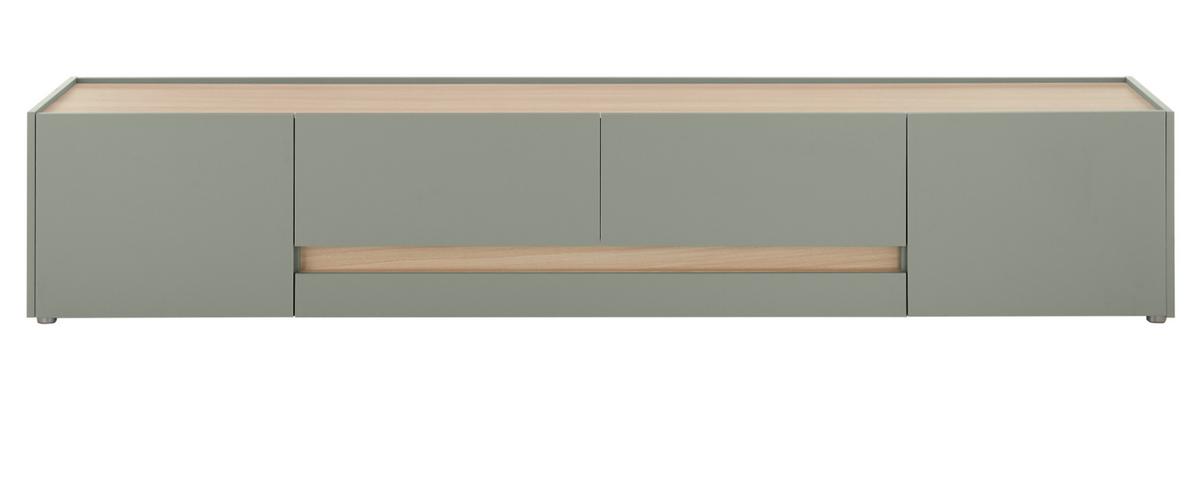 TV-LOWBOARD in Salbei Grün und Eiche, großer TV Unterschrank mit viel Stauraum - Salbeigrün/Eichefarben, Holz/Holzwerkstoff (223/40/45cm) - Furn.Design