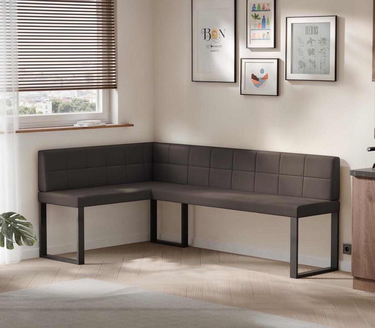 ECKBANK links SANA U Kunstleder gesteppt, 128/168 cm Braun - Braun, Kunststoff/Textil (128/168cm) - Idohome