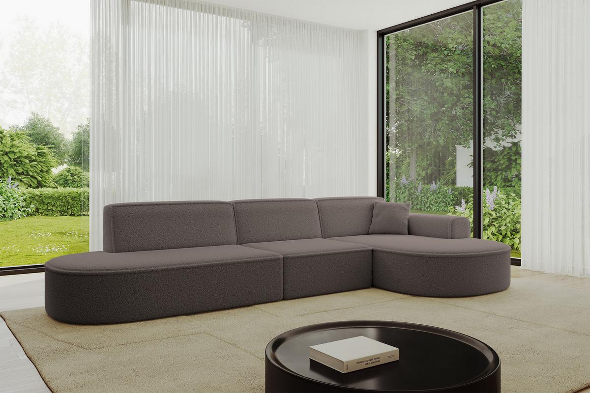 ECKSOFA Ottomane Rechts MARI-L2 - 328x171x79 cm Braun Bouclé - Schwarz/Braun, Holzwerkstoff/Kunststoff (171/328cm) - ALTDECOR