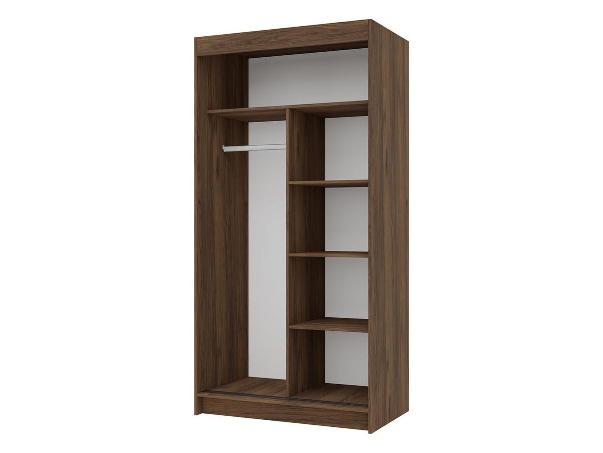 SCHIEBETÜRENSCHRANK Infinity I 100 - Nussbaumfarben/Schwarz, Holzwerkstoff/Kunststoff (100/200/58cm) - MIRJAN24