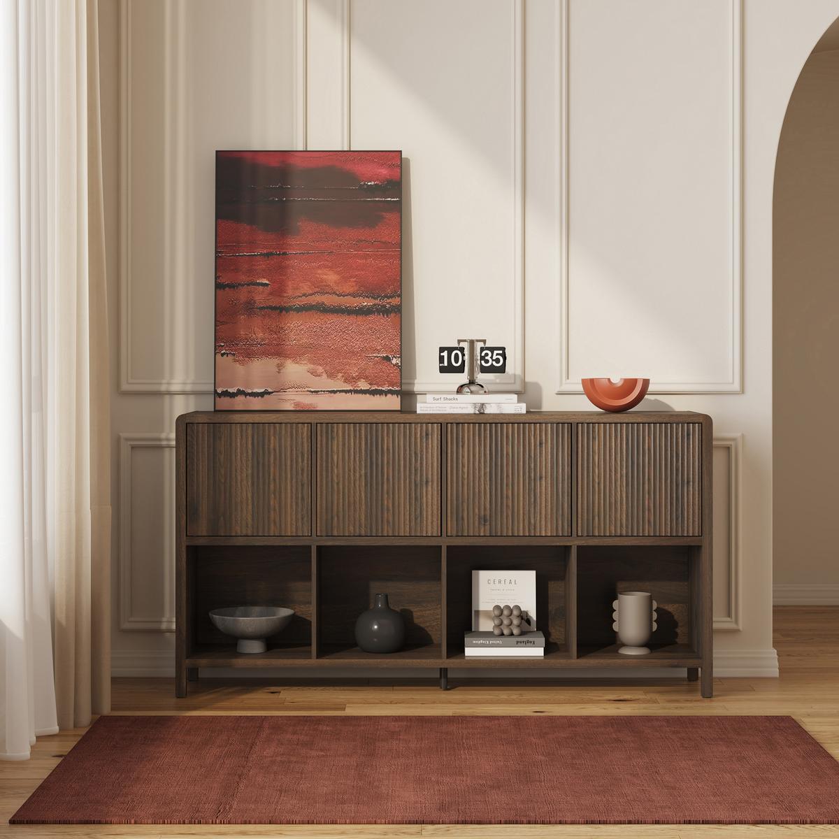 SIDEBOARD Lukkodso - Walnussfarben, Holzwerkstoff (145/76.5/30cm) - [en.casa]