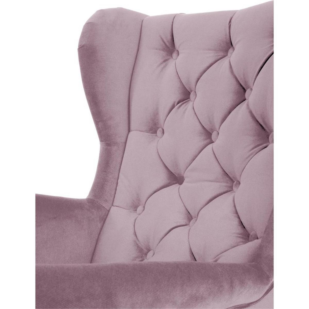 CHESTERFIELD-SESSEL Falco rosa mit Holzbeinen - Wengefarben/Rosa, Holz/Textil (82/102/92cm) - Beautysofa