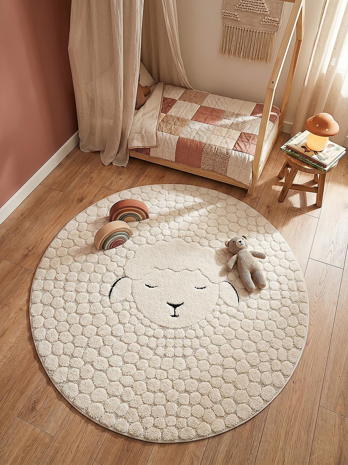 KINDERTEPPICH Kurzflor CANAZEI Polypropylen Creme 120 x 120 cm - Beige, Textil (120/120cm) - KADIMA DESIGN