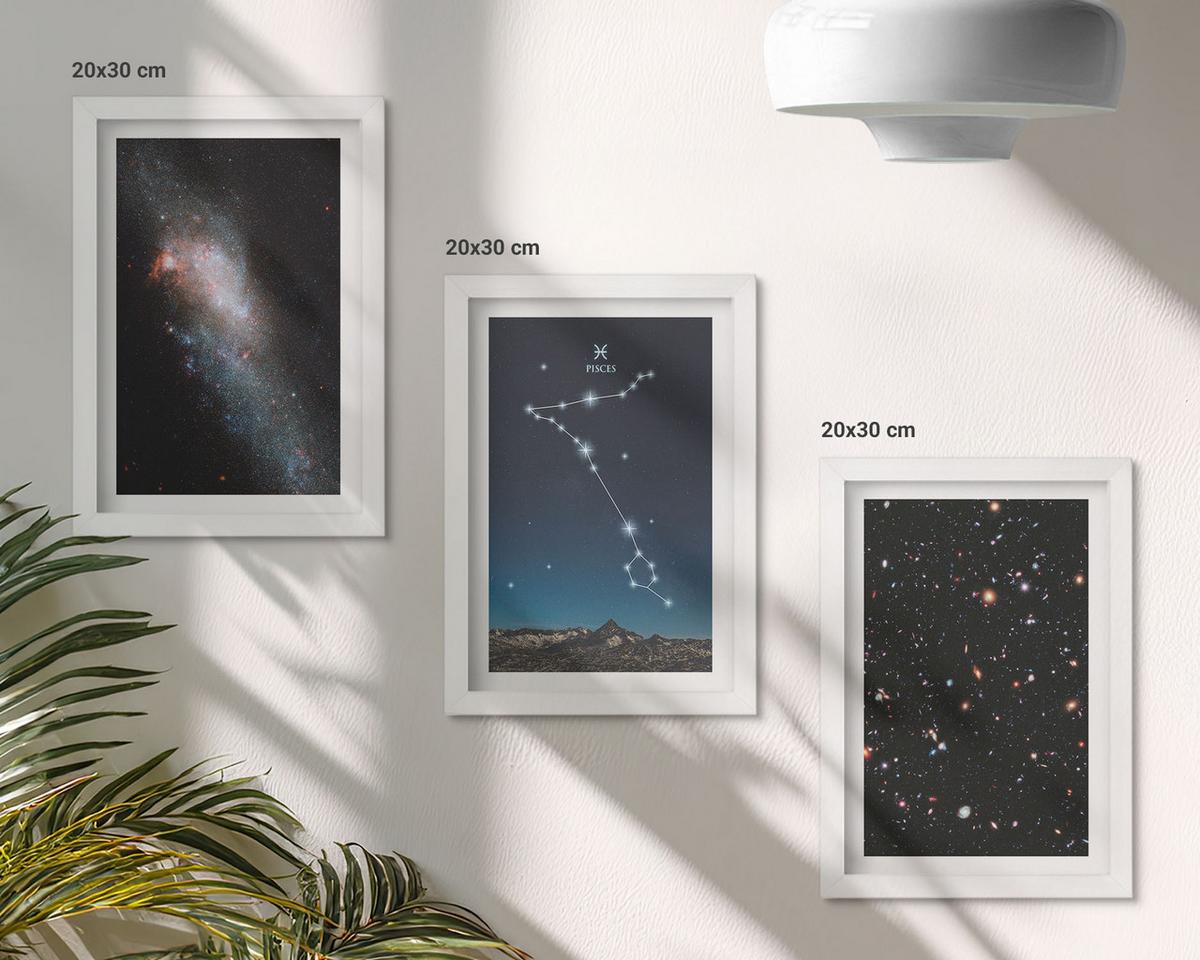BILDER SET 3er Set - 20x30 cm Weißer Rahmen - Die kosmischen Landschaften der Fische-Galaxie - Weiß, Kunststoff (20/30cm) - TULUP