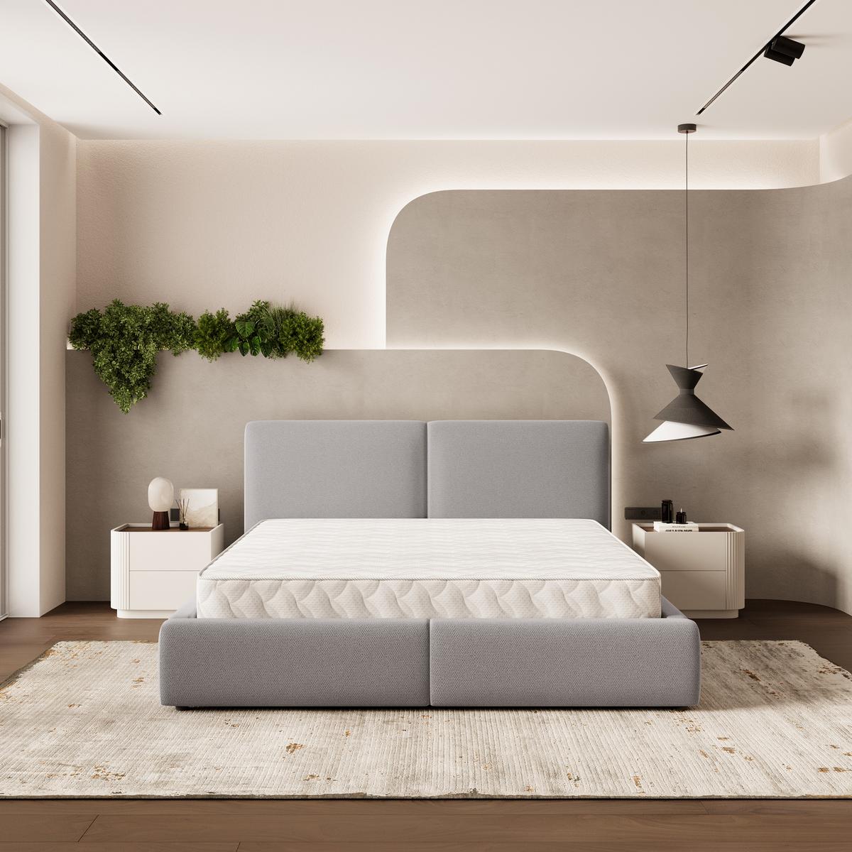 POLSTERBETT FELURO SR 200x200 cm mit Bettkästen - Grau - Grau, Holz/Textil - MASSENO