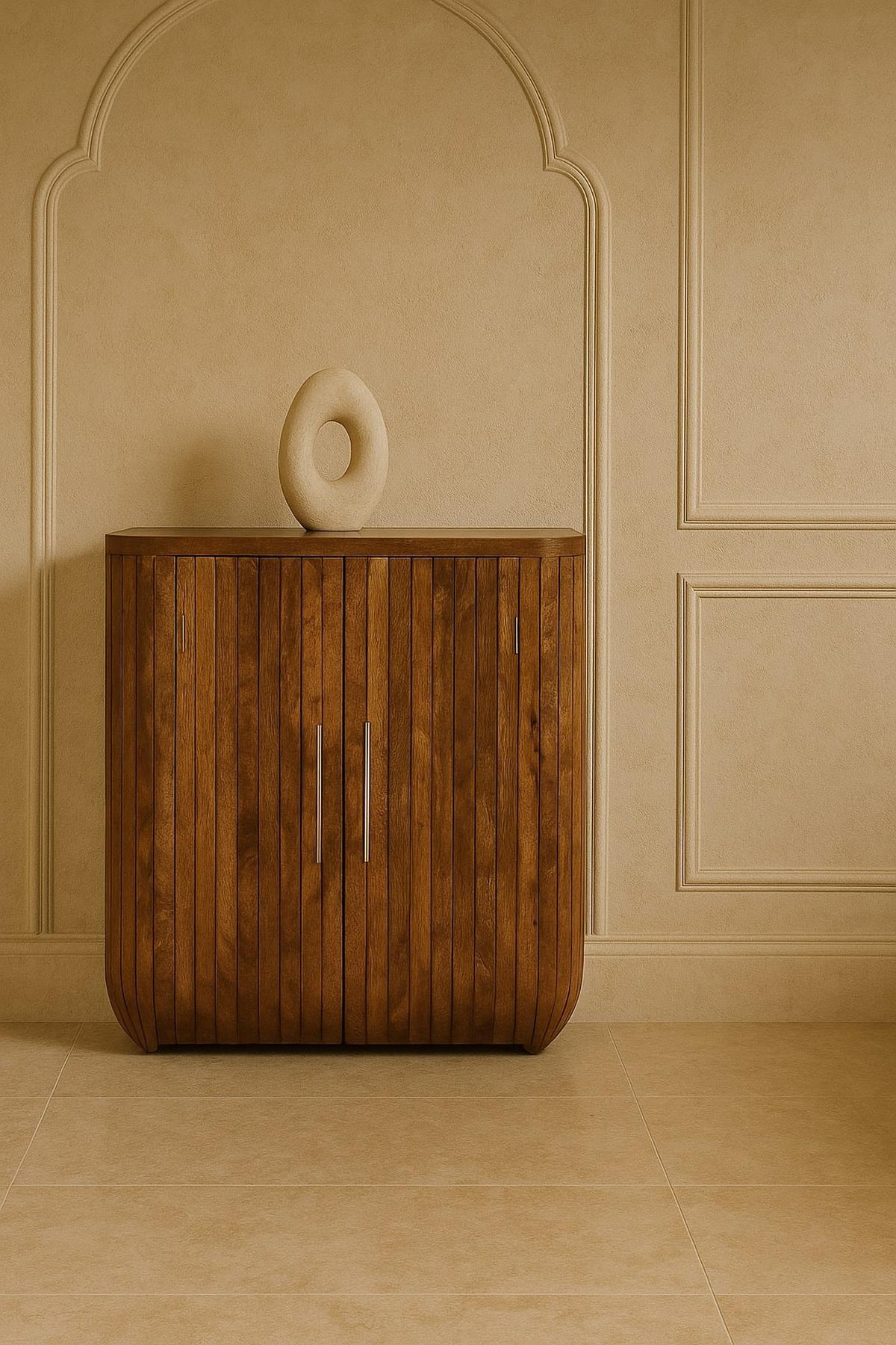 SCHRANK mit Golden-Teak-Finish, 2 Türen, 2 Innenablagen, geröstetes Braun - Braun, Holz (75/80/35cm) - Artisan Furniture