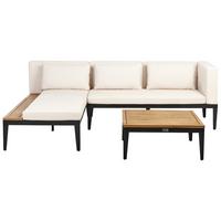 LOUNGE-SET 3-Sitzer Beige Bracciano - Hellbraun/Beige, Holz - Beliani