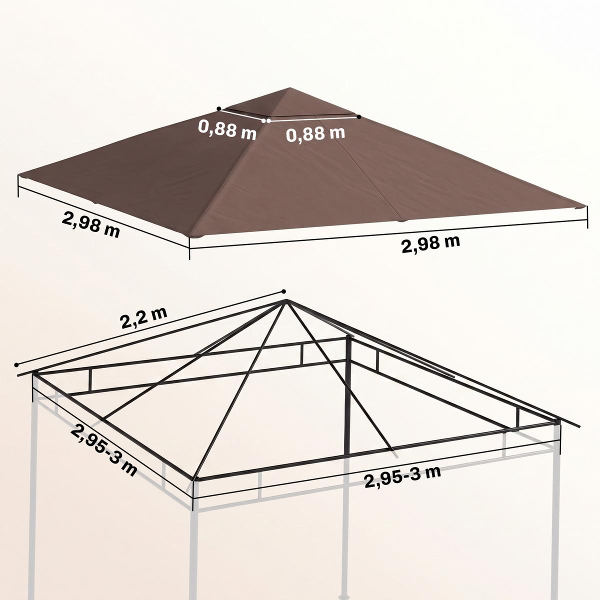 PAVILLON-ERSATZDACH Polyester Kaffee - Braun, Kunststoff (298/1/298cm) - Outsunny