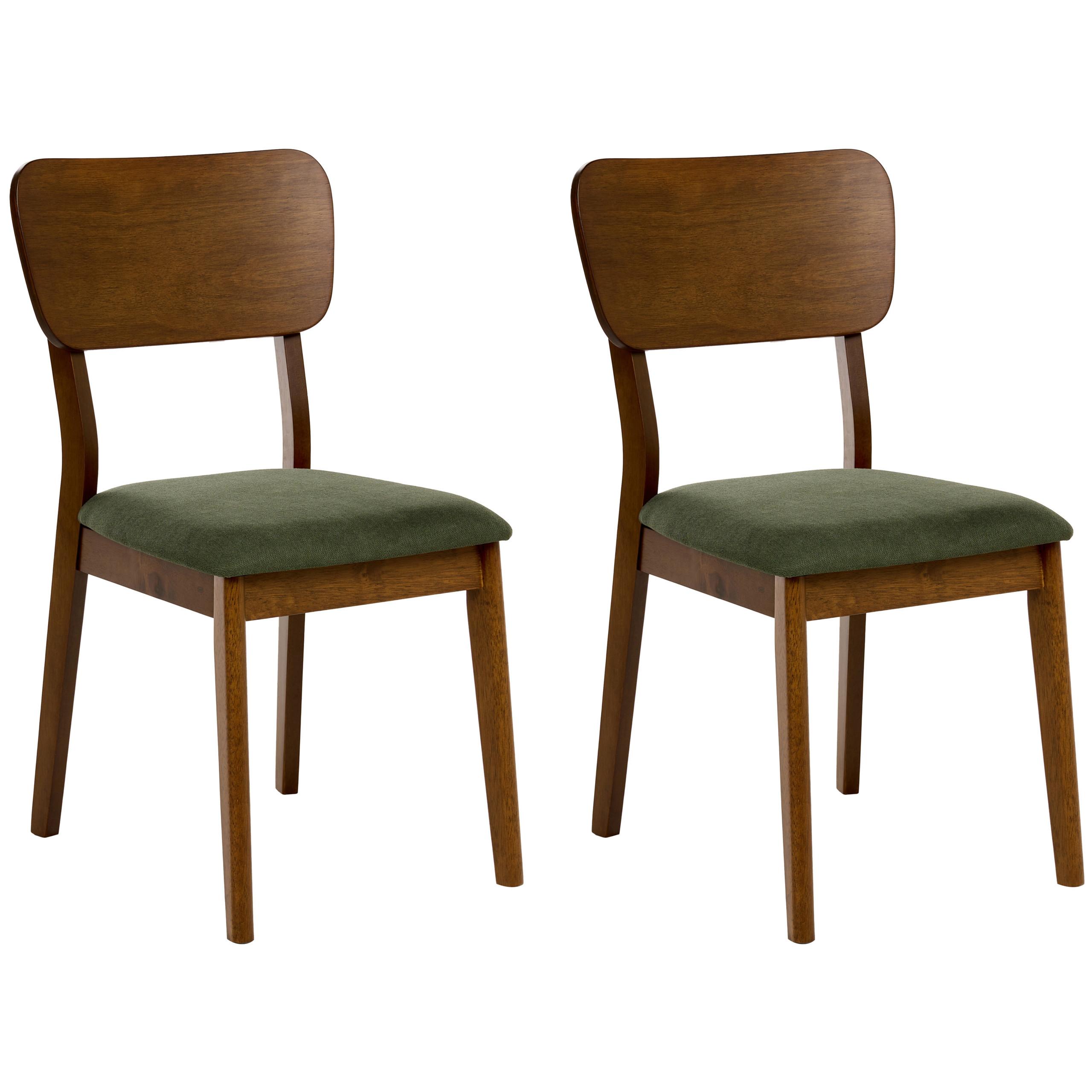 ESSZIMMERSTUHL 2er-Set Dunkelbraun Minier - Dunkelbraun/Grün, Holz (46/85/51cm) - Beliani
