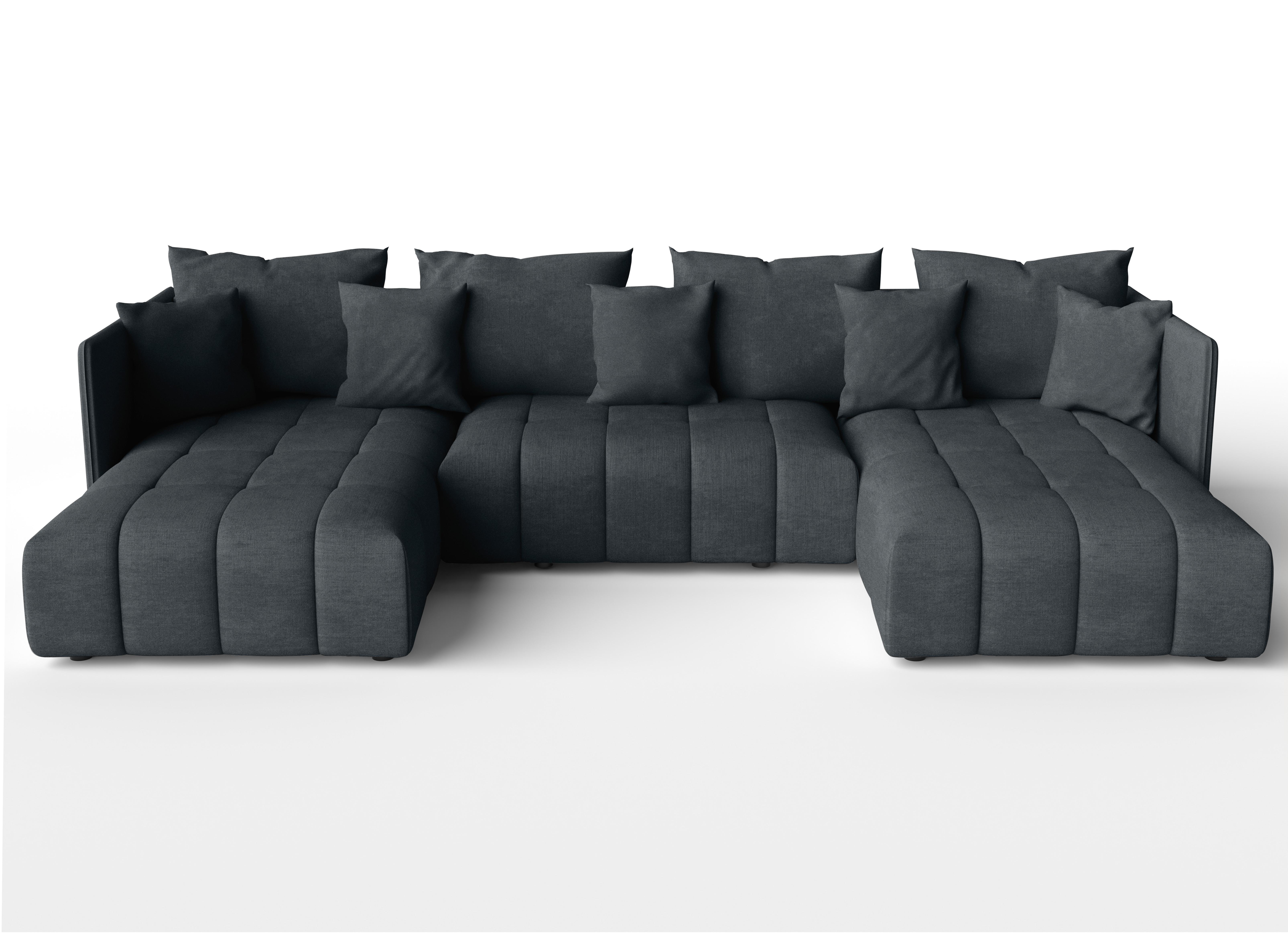 WOHNLANDSCHAFT Mersino Grau 353/180/83 cm – Wohnlandschaft fürs Wohnzimmer - Schwarz/Grau, Kunststoff/Textil (353/83/180cm) - AX Living