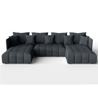 WOHNLANDSCHAFT Mersino Grau 353/180/83 cm – Wohnlandschaft fürs Wohnzimmer - Schwarz/Grau, Kunststoff/Textil (353/83/180cm) - AX Living
