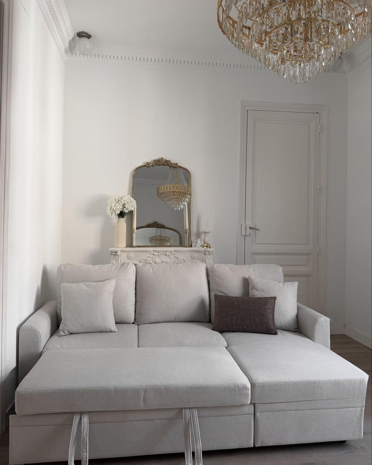 ECKSCHLAFSOFA 3-Sitzer Kunstleinen Hellbeige linksseitig Nassjo - Beige, Textil (210/131cm) - Beliani
