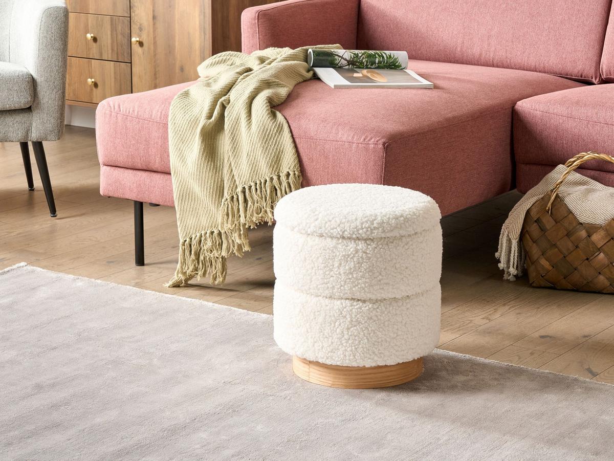POUF Neely 35/35/38 cm - Weiß, Kunststoff/Textil (35/38/35cm) - Beliani