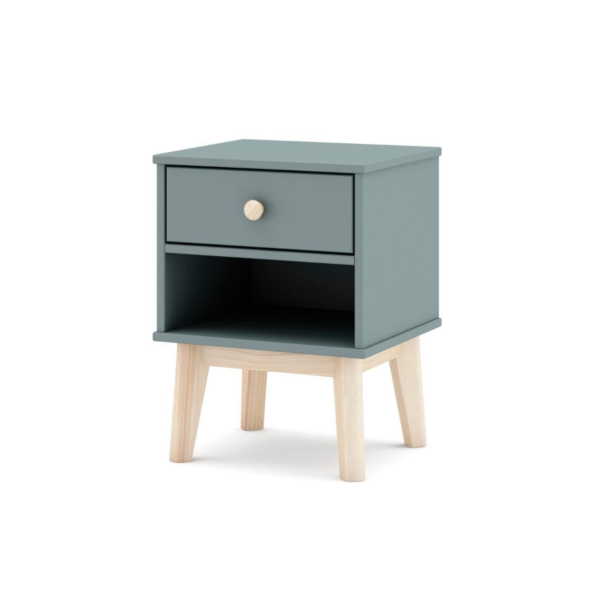 NACHTTISCH mit 1 Schublade und 1 offener Nische, L40 cm 35/40/53,1 cm - Grün, Holzwerkstoff (35/53.1/40cm) - Calicosy
