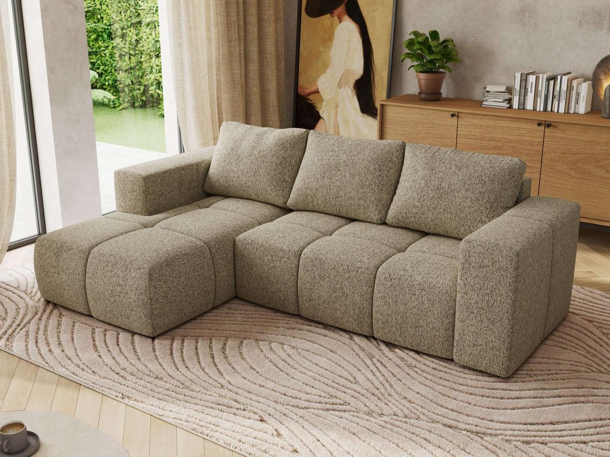 ECKSOFA MONIVA Dunkelbeige Strukture - Links - Taupe/Beige, Kunststoff/Textil (164/266cm) - MKS