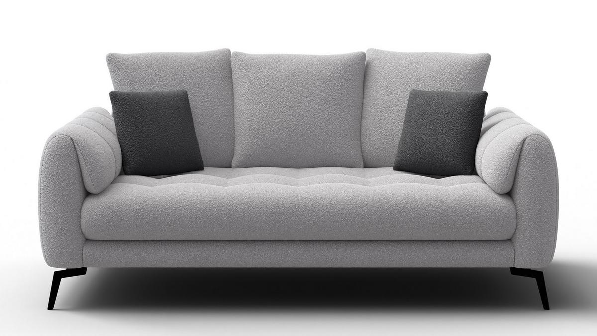 SOFA CALME 2,5-Sitzer, hellgrau - Hellgrau/Schwarz, Holz/Textil (199/92/108cm) - Wozimo