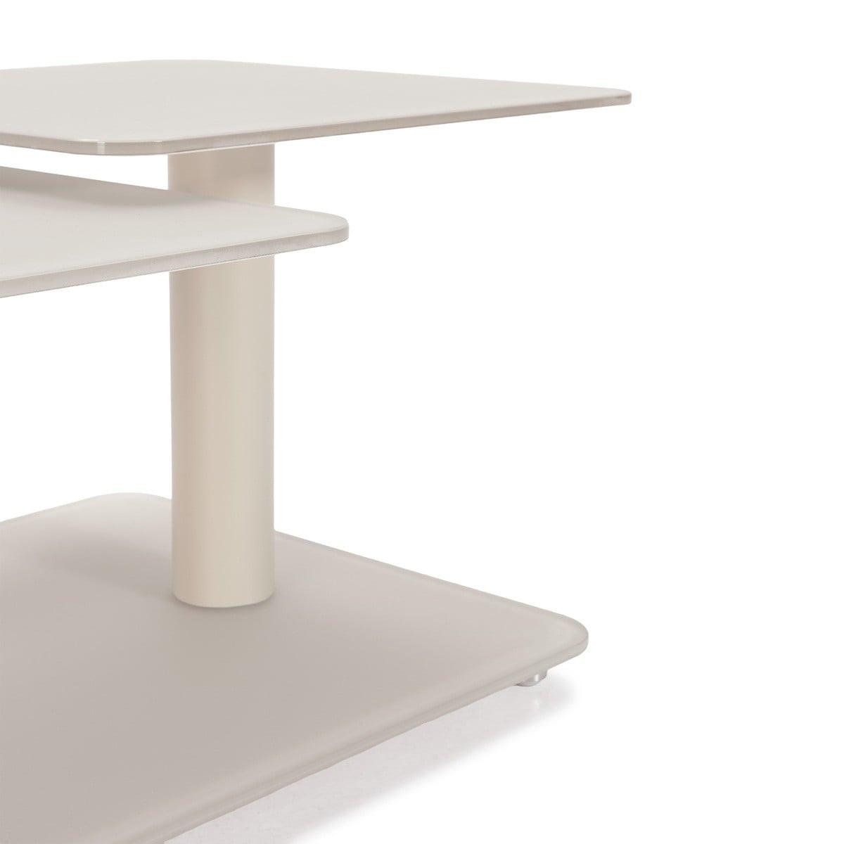 COUCHTISCH mit quadratischen Glasplatten 54/42,8/114,6 cm - Beige, Glas (66.5/54/42.8cm) - Calicosy