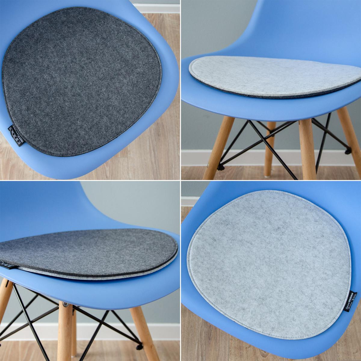 FILZ-SITZKISSEN zum Wenden, 2er Set 40/37/2,5 cm, Grau - Grau, Kunststoff (40/37/1cm) - Dunedesign