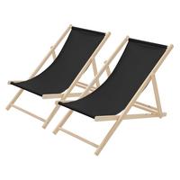 LIEGESTUHL samt Schwarz 2er Set - Schwarz, Holz (57.5/83/100cm) - ECD-Germany