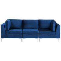 3-SITZER-MODULSOFA Samtstoff marineblau mit Metallbeinen Evja - Blau, Textil (235/84/85cm) - Beliani