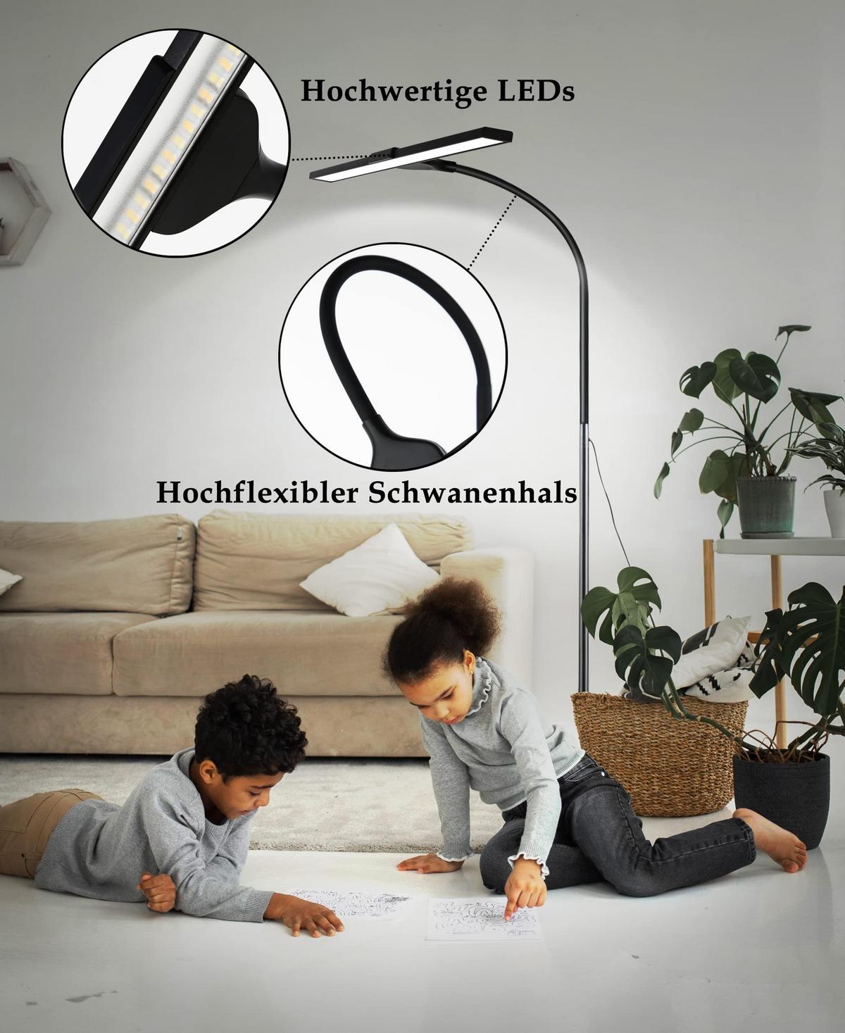 STEHLAMPE Leuchtmar 26.0/22.0/156.0 cm - Schwarz, Metall (156/26/22cm) - ZMH