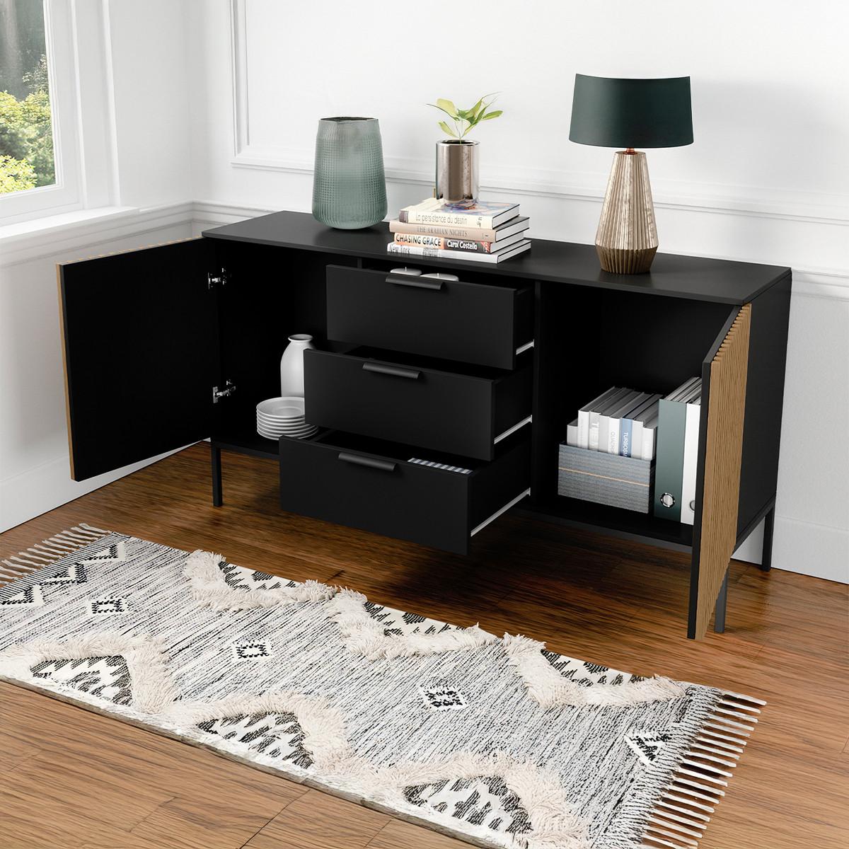 SIDEBOARD Melchior Schwarz - Schwarz, Holzwerkstoff (80/35/80cm) - Petits-meubles