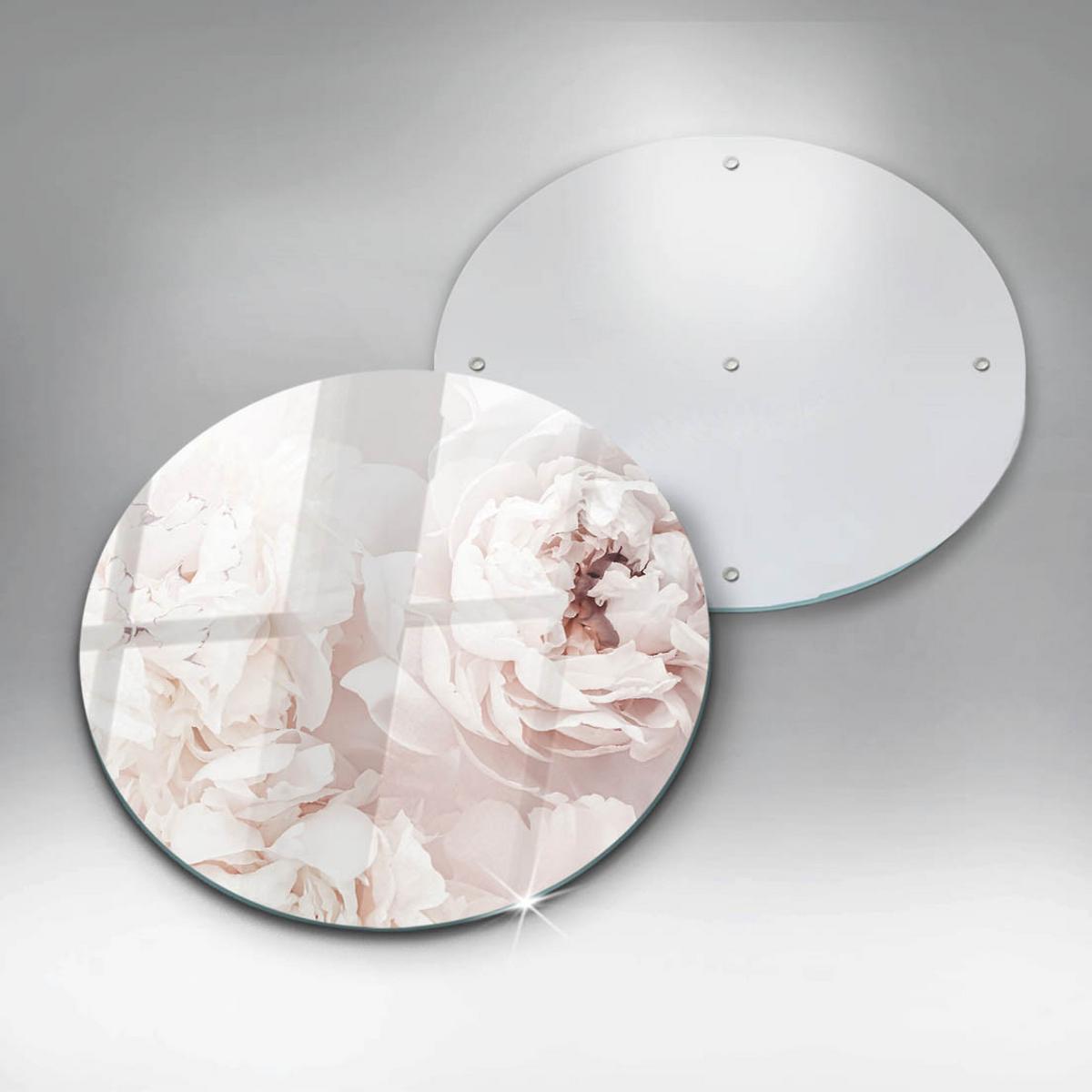 GLASPLATTE Ø 40 cm Pastell Pfingstrosen - Weiß, Glas (40/40cm) - Wallfluent