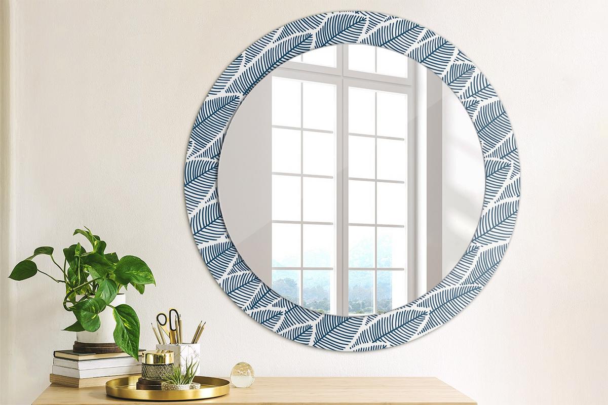 SPIEGEL Rund Ø 70 cm mit Aufdruck - Blau, Glas (70/70/0.4cm) - Wallfluent