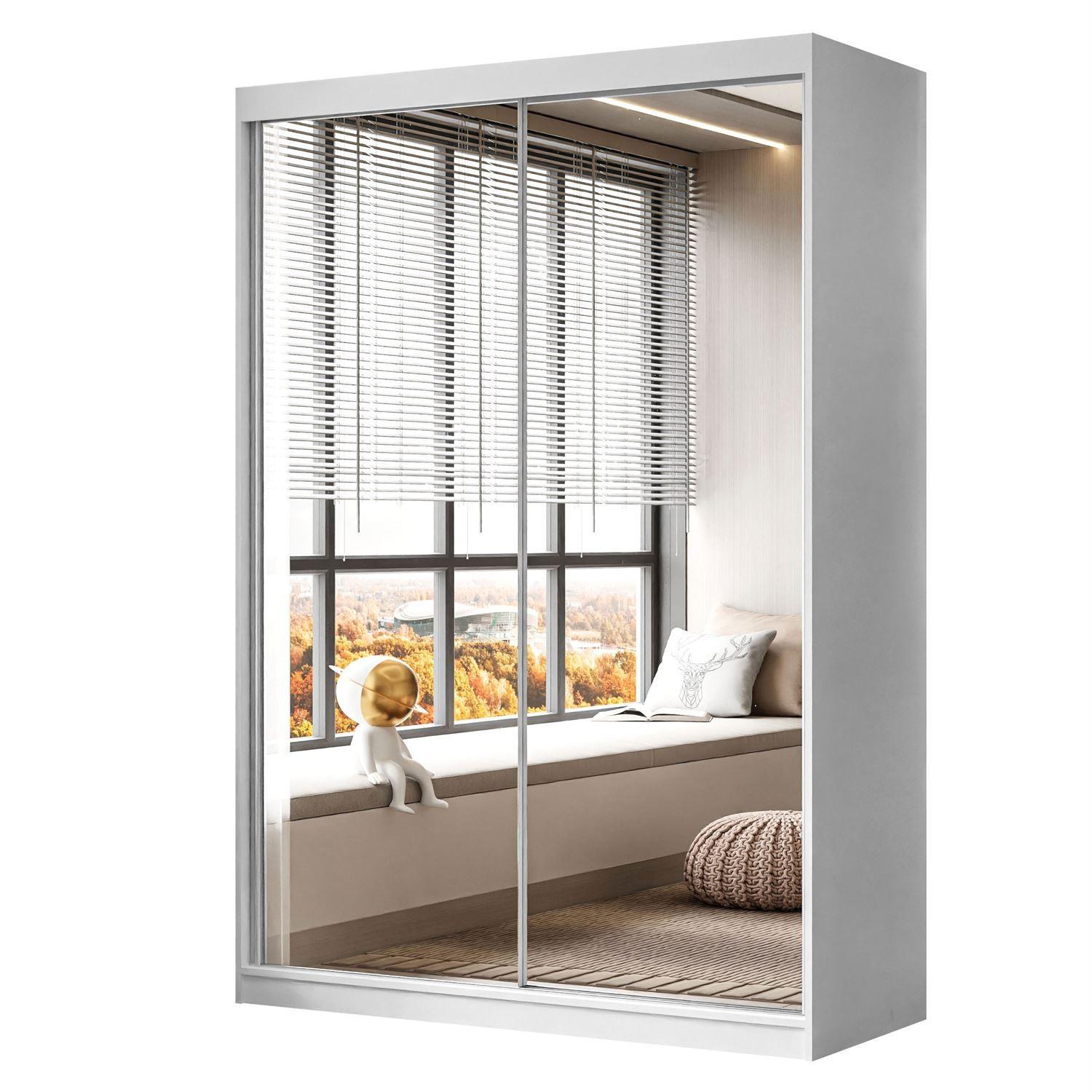 SCHIEBESCHRANK CAMARO III mit Spiegel 150 cm Weiß - Weiß, Holzwerkstoff (150/215/59cm) - Lookway