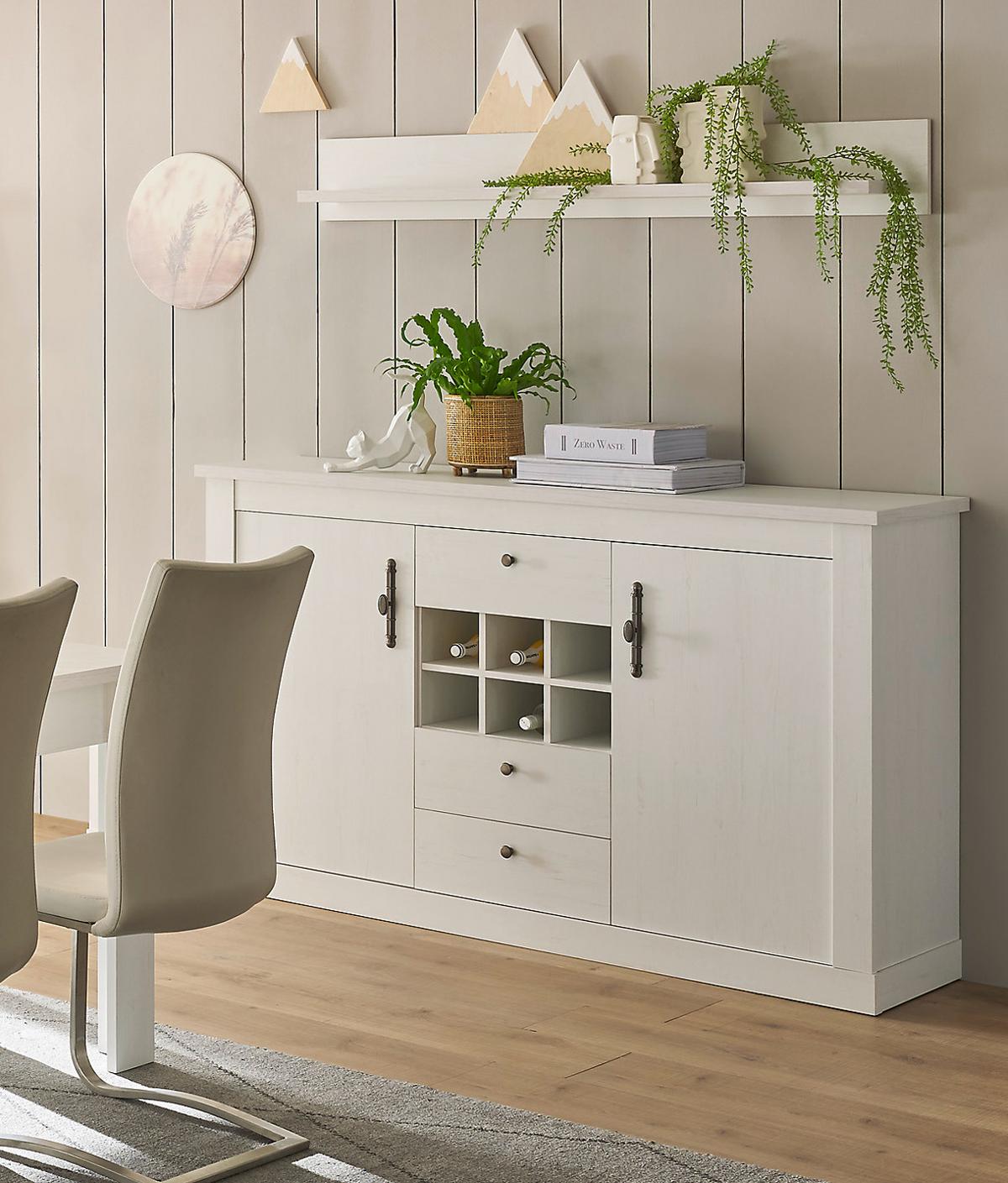 WANDBOARD weiß Pinie, Landhaus, Wandregal 150 cm - Weiß, Holzwerkstoff (150/20/20cm) - Furn.Design