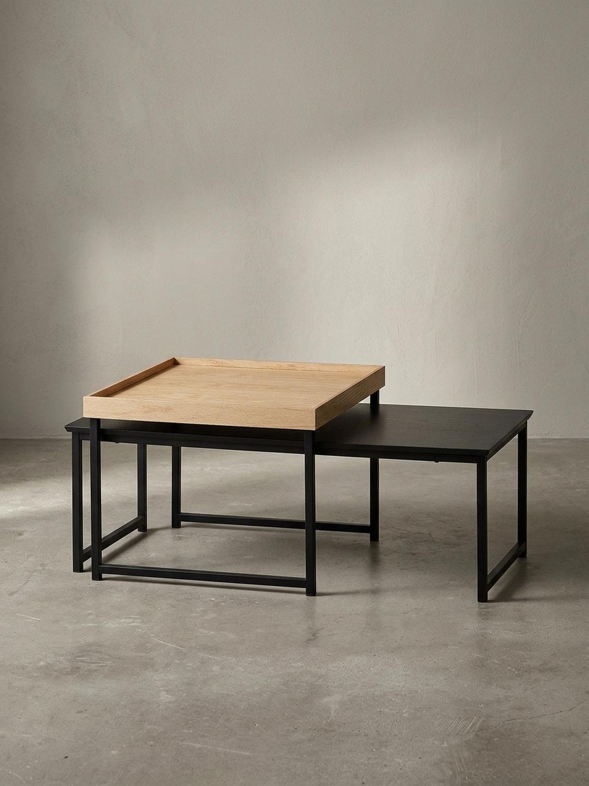 COUCHTISCH 2er Set Holz Metall Ineinanderschiebbar SILVANUS, Schwarz 110x60x45 cm - Schwarz, Holz/Metall (60/110/45cm) - KADIMA DESIGN