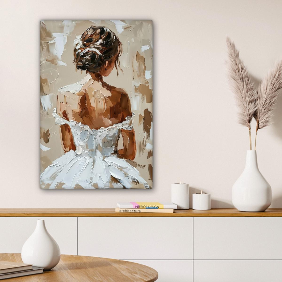 LEINWANDBILD Frau - Farbe - Abstrakt - Beige - Modern Wanddeko Schlafzimmer 60x90 cm - Sandfarben, Textil (60/90cm) - MuchoWow