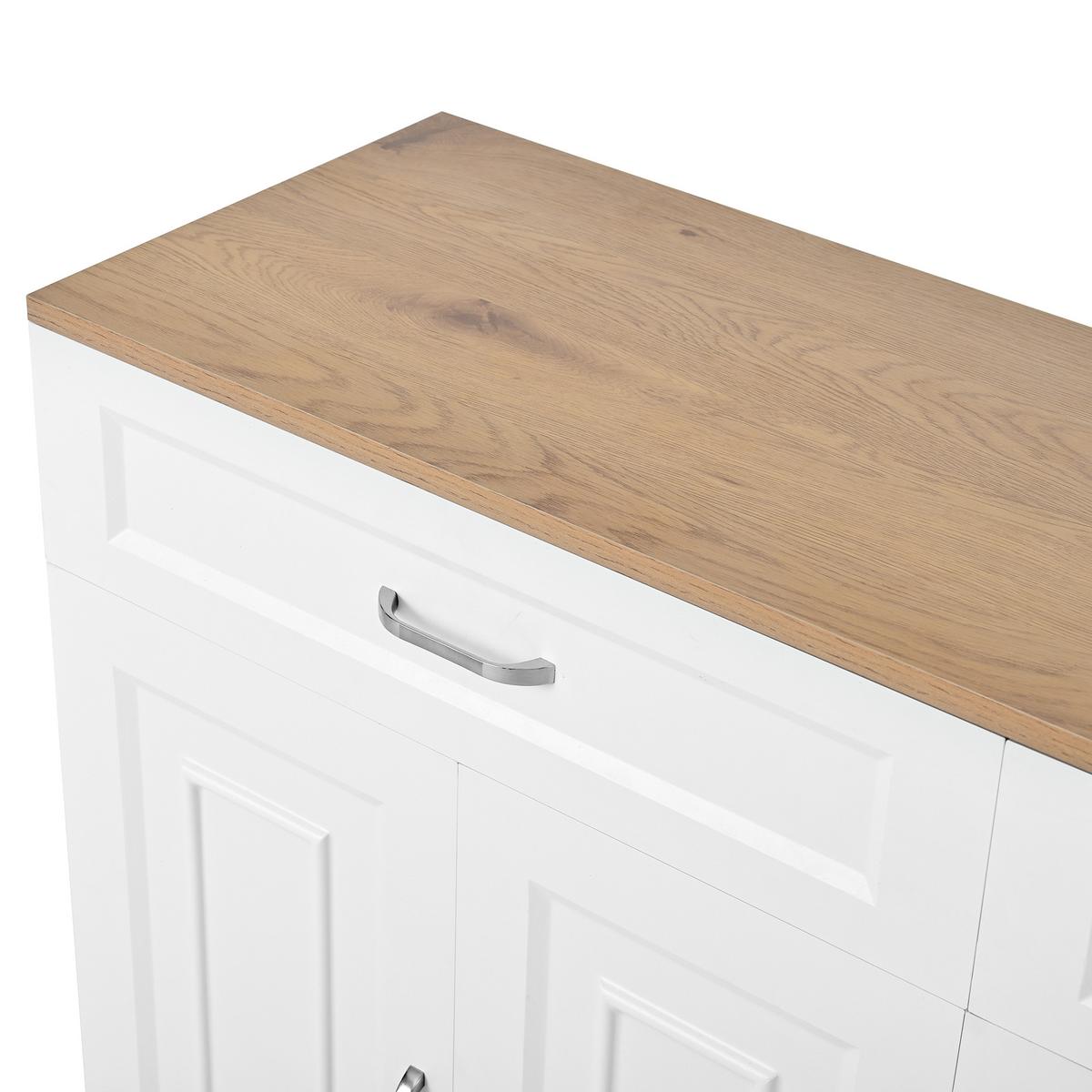 SIDEBOARD mit Regalen und Rebounder 4 Türen, 2 Schubladen, verstellbare Einlegeböden Natürliche Holzmaserung und Weiß - Weiß, Holzwerkstoff (120/81/35cm) - Urban Meuble