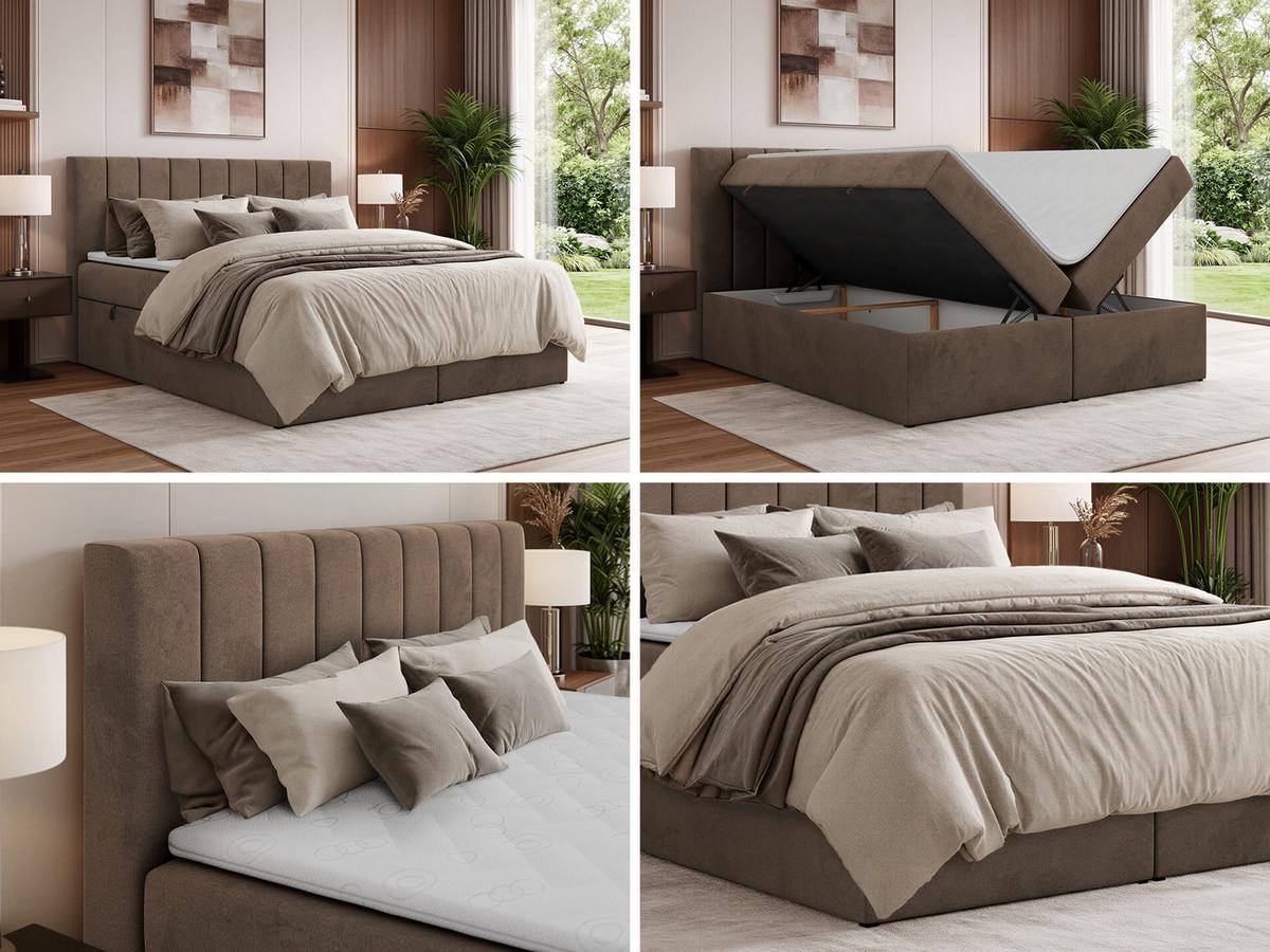 BOXSPRINGBETT ALVER 180/200 - Braun Velvet - H4 - Braun, Textil (180/200cm) - MKS